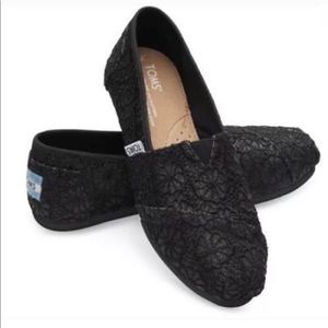 Classic Black Crochet Glitter Toms